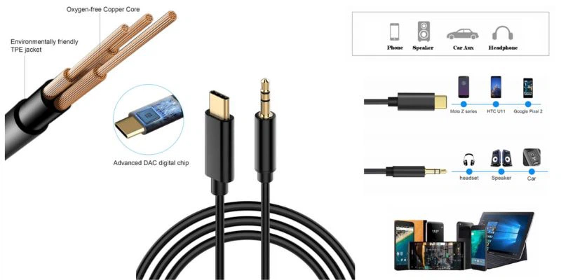 Type C To 3.5 mm Audio Cable Type C To 3.5 mm Audio Cable