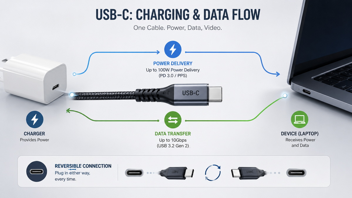 USB C Power Data Flow USB C Power Data Flow