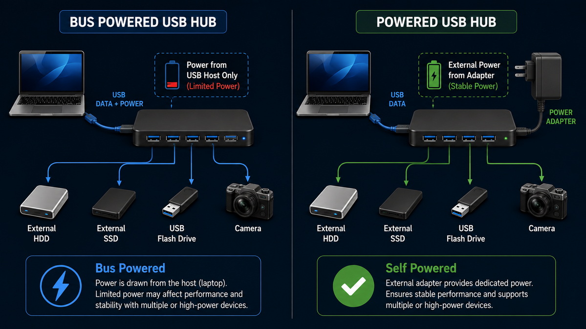 Powered Versus Bus Powered USB Hub Powered Versus Bus Powered USB Hub