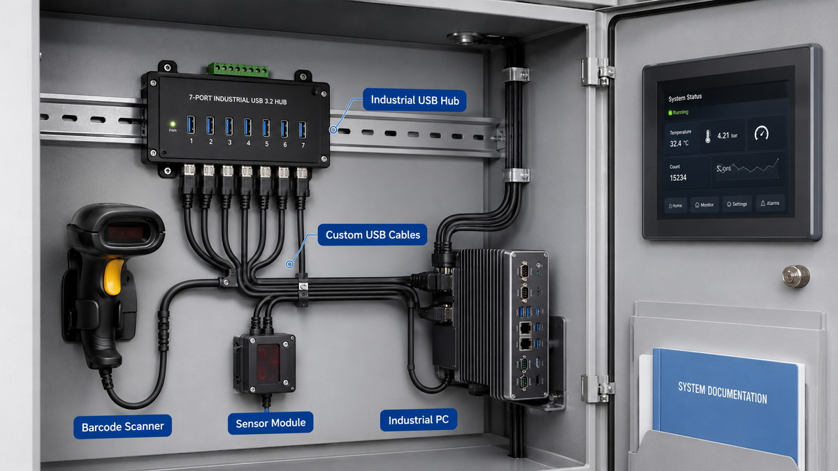 Industrial USB Hub And Custom Cable Integration Industrial USB Hub And Custom Cable Integration