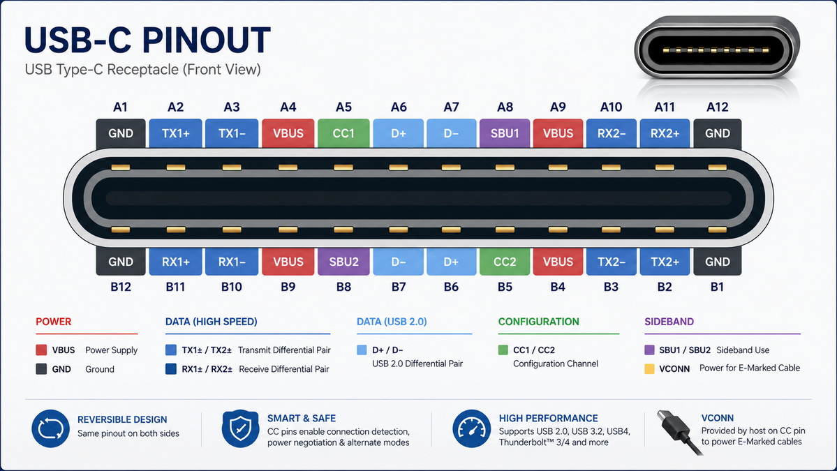 USB C Pinout Diagram USB C Pinout Diagram