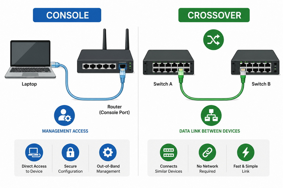 Console Cable Versus Crossover Cable Diagram Console Cable Versus Crossover Cable Diagram