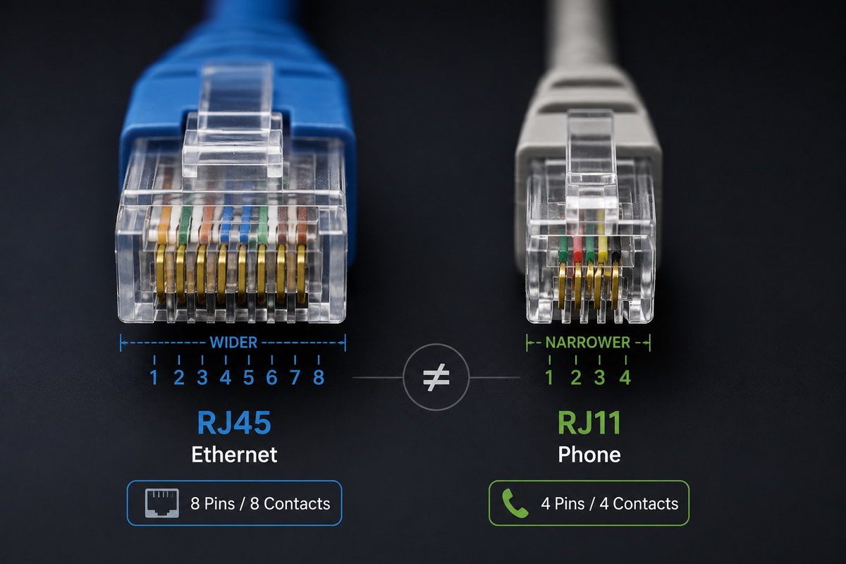RJ45 And RJ11 Connector Close Up RJ45 And RJ11 Connector Close Up