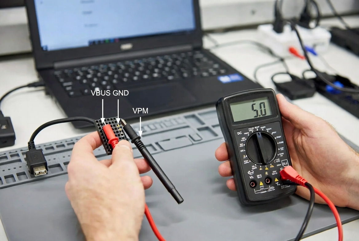 USB Port Voltage Test Setup USB Port Voltage Test Setup