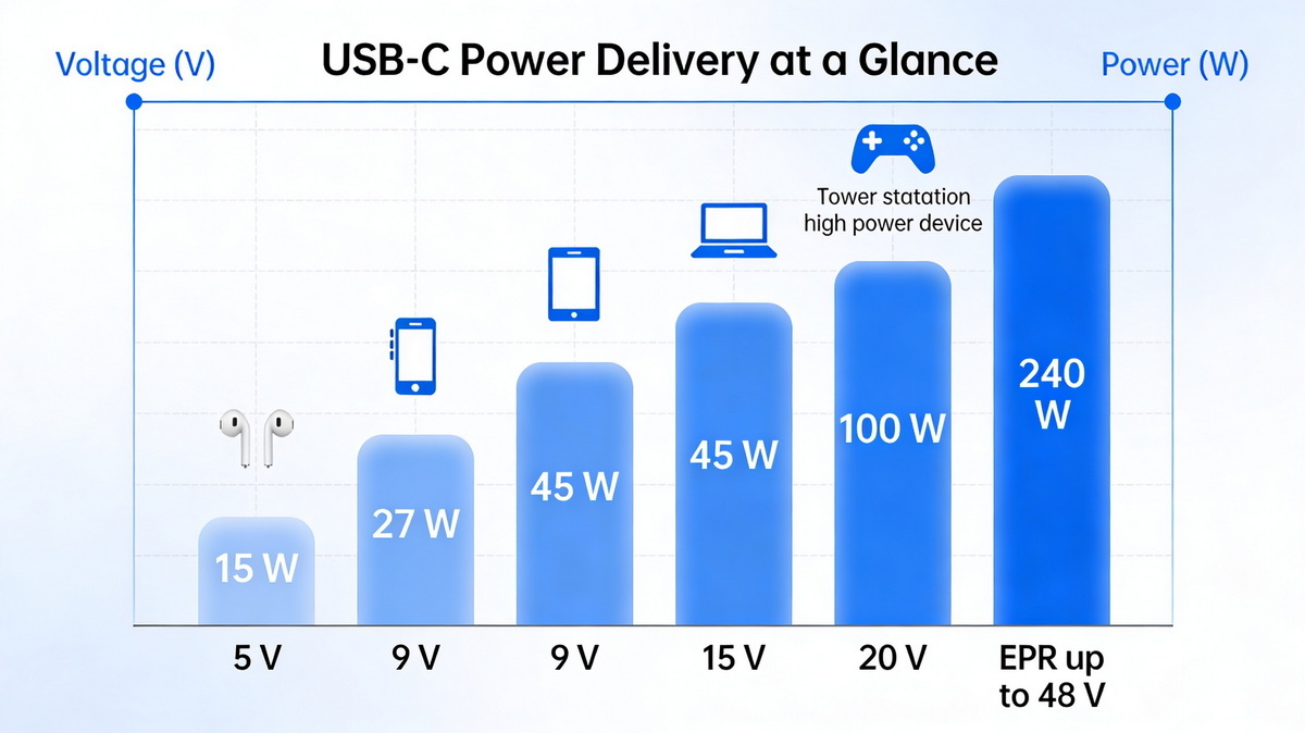 USB C PD Voltage Levels Chart USB C PD Voltage Levels Chart