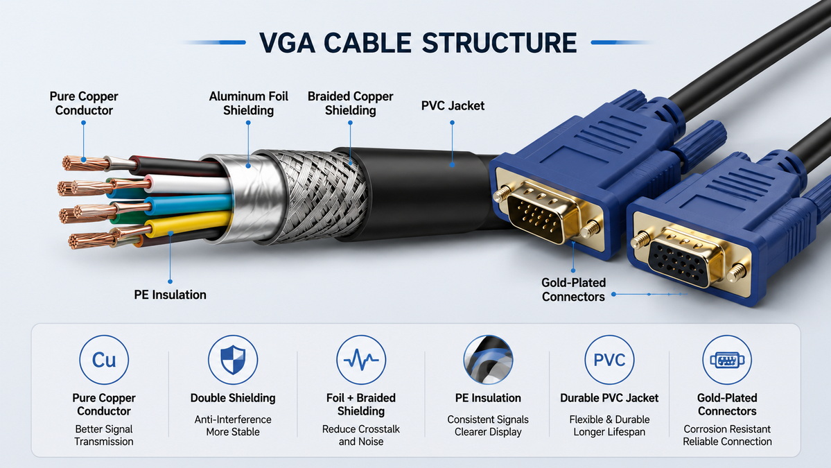 VGA Cable Structure And Materials VGA Cable Structure And Materials
