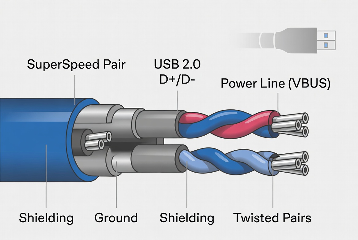 Inside A USB 3.0 High Speed Cable Inside A USB 3.0 High Speed Cable