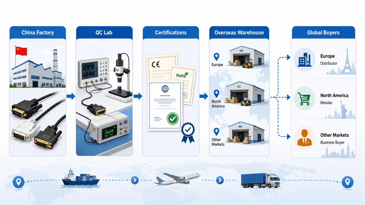 DVI Cable Supply Chain Overview Przegląd łańcucha dostaw kabli DVI