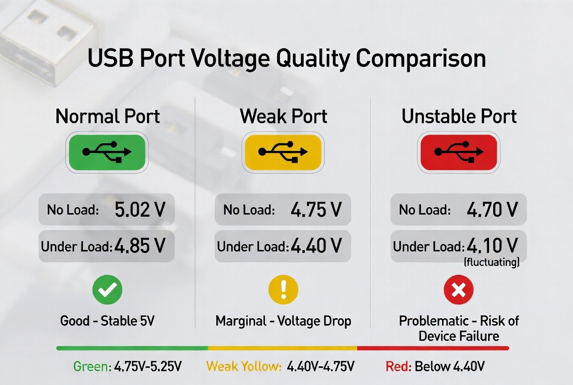 USB Voltage Readings Comparison USB Voltage Readings Comparison