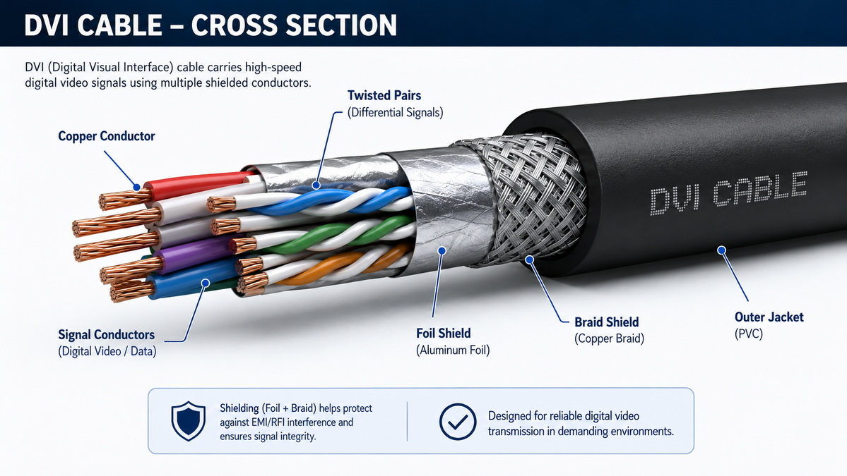 DVI Cable Technical Structure Struktura techniczna kabla DVI