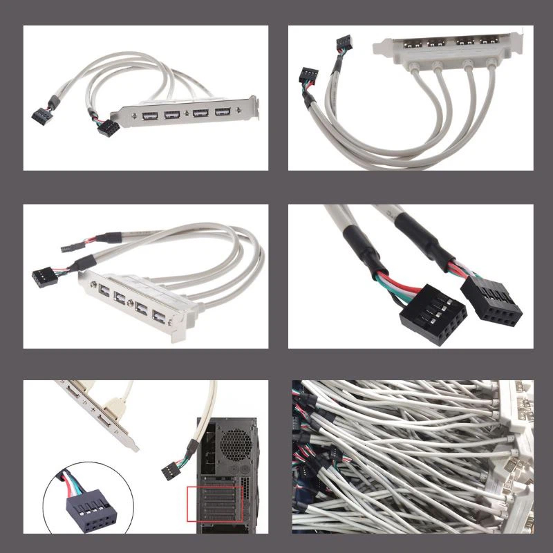 USB 2.0 9Pin 2 Port To 4 Port Motherboard USB Extension Cable (2)