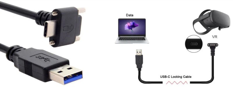 Type-C Dual Screw Locking Down Up Angled To Standard USB3.0 Data Cable (2)
