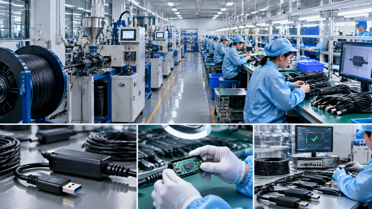 Fabrication de c&acirc;bles d'extension USB &agrave; Shenzhen
