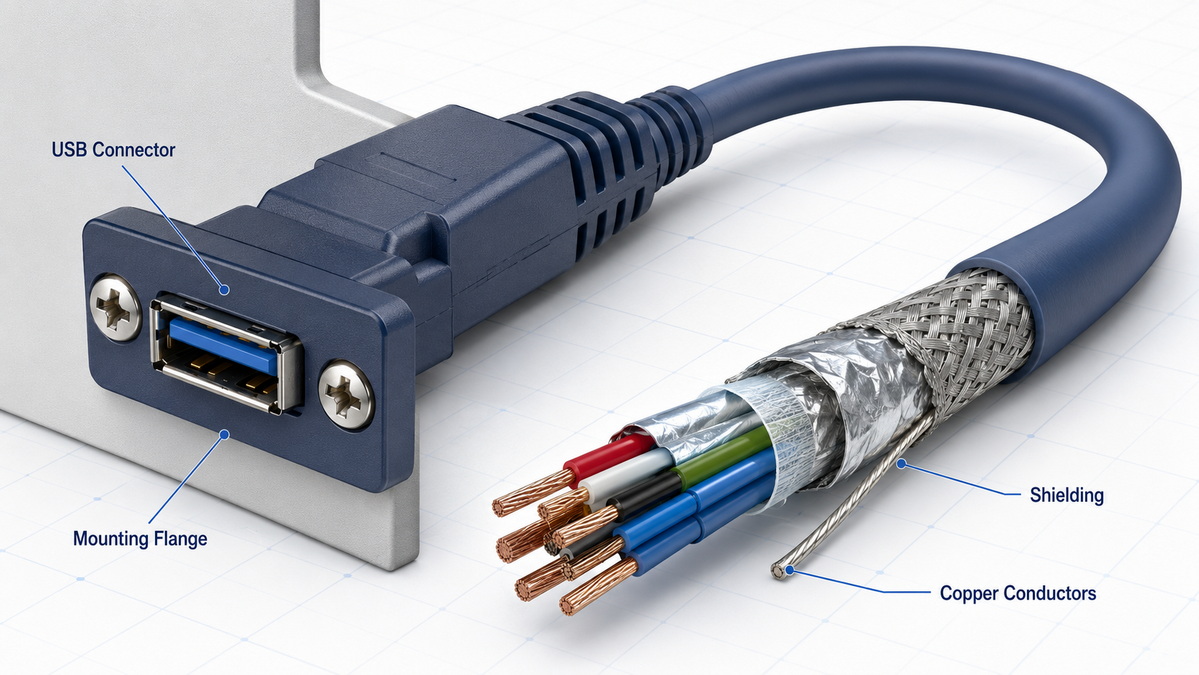 Panel Mount USB Cable Structure