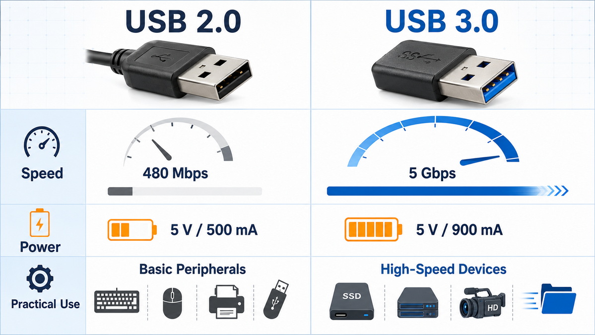 USB 2 0 Vs USB 3 0 Comparison