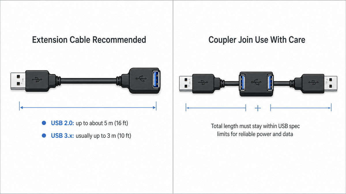 Usb Extension Cable Vs Coupler