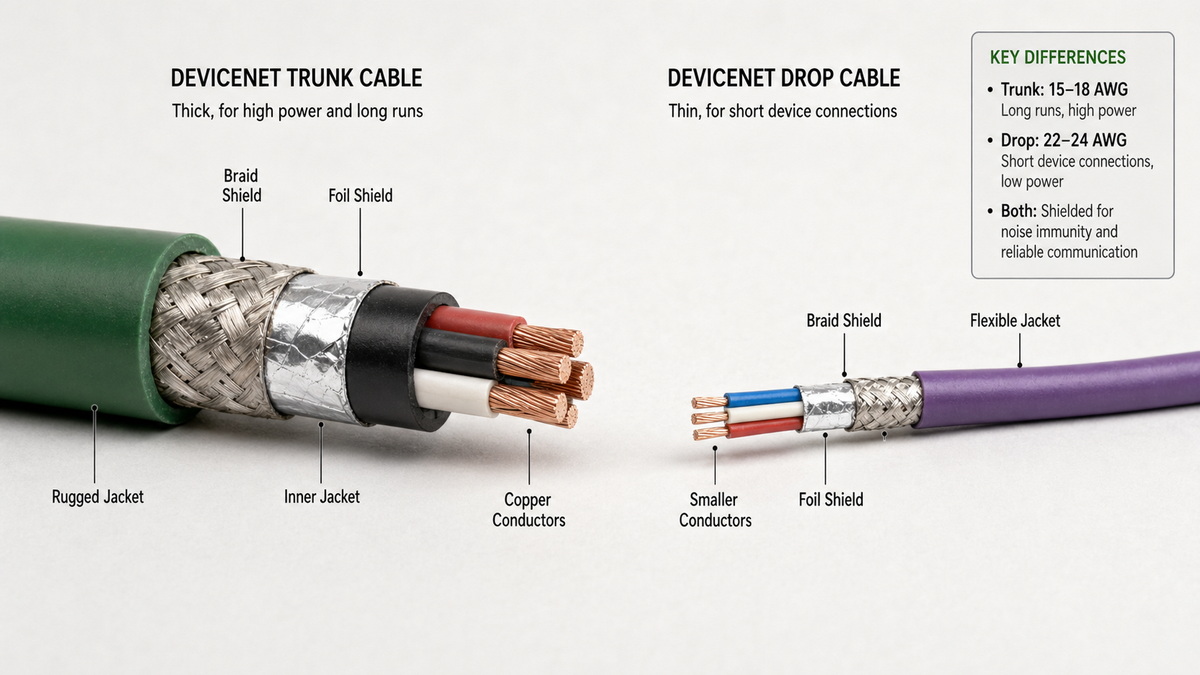 Thick And Thin DeviceNet Cable Comparison