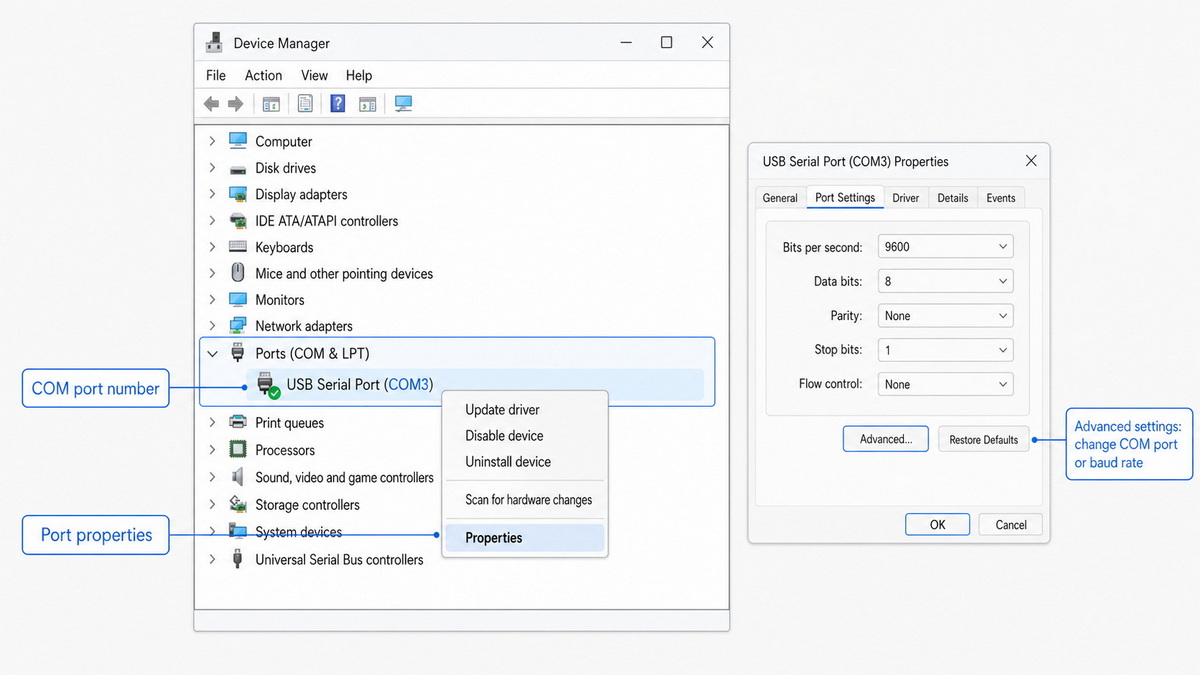 Device Manager COM Port View