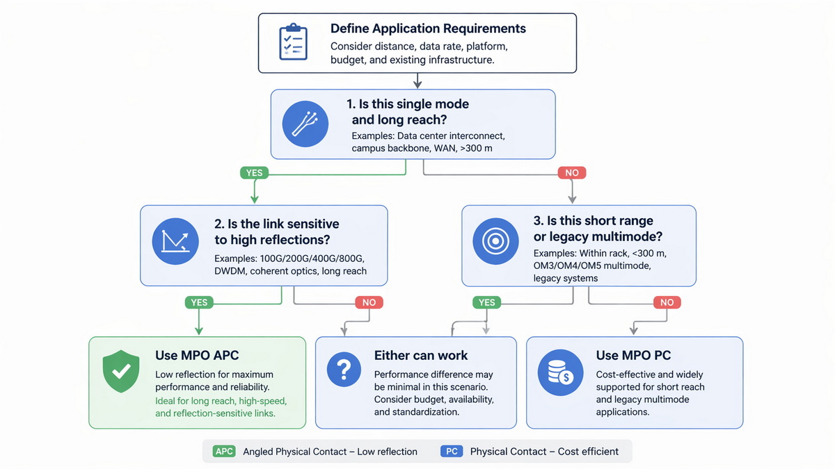 MPO APC and PC selection flow chart