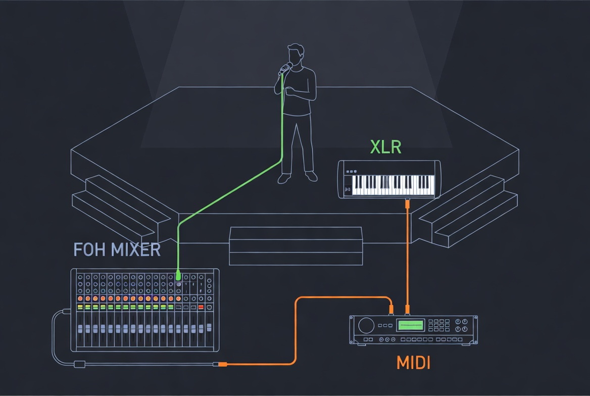 Stage Setup With MIDI And XLR