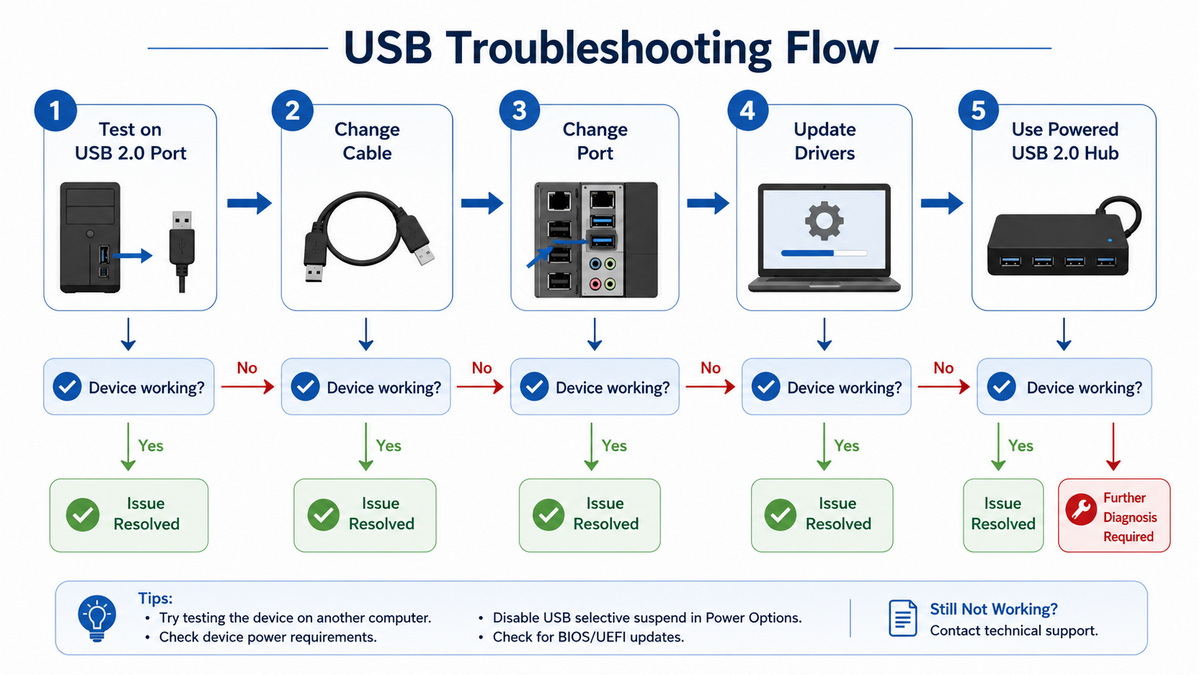 USB Compatibility Troubleshooting Flow