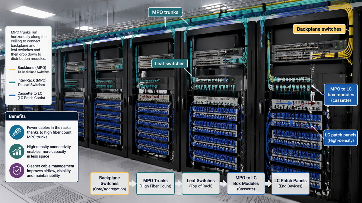 Data center MPO cabling architecture