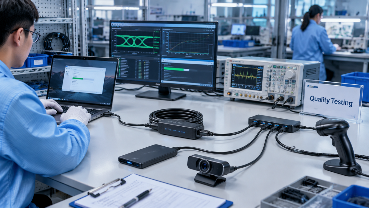 Test de qualit&eacute; du c&acirc;ble d'extension actif USB