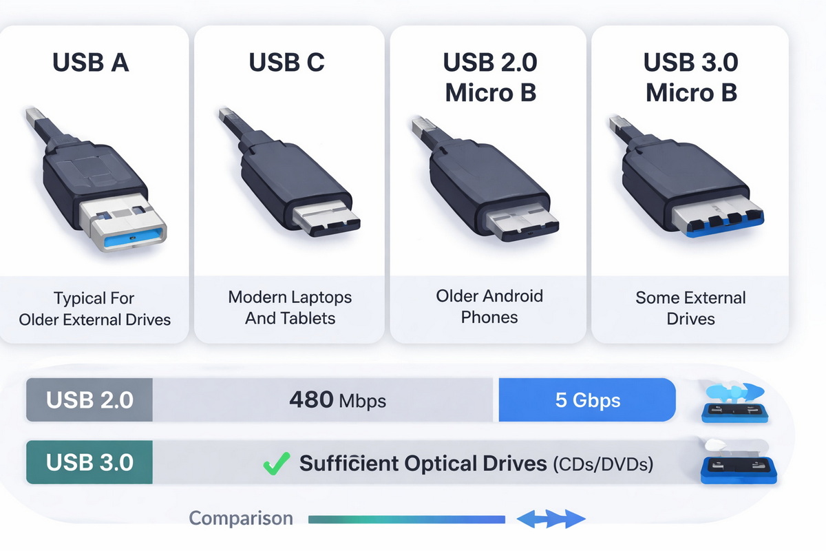 USB Connector Types Cheat Sheet