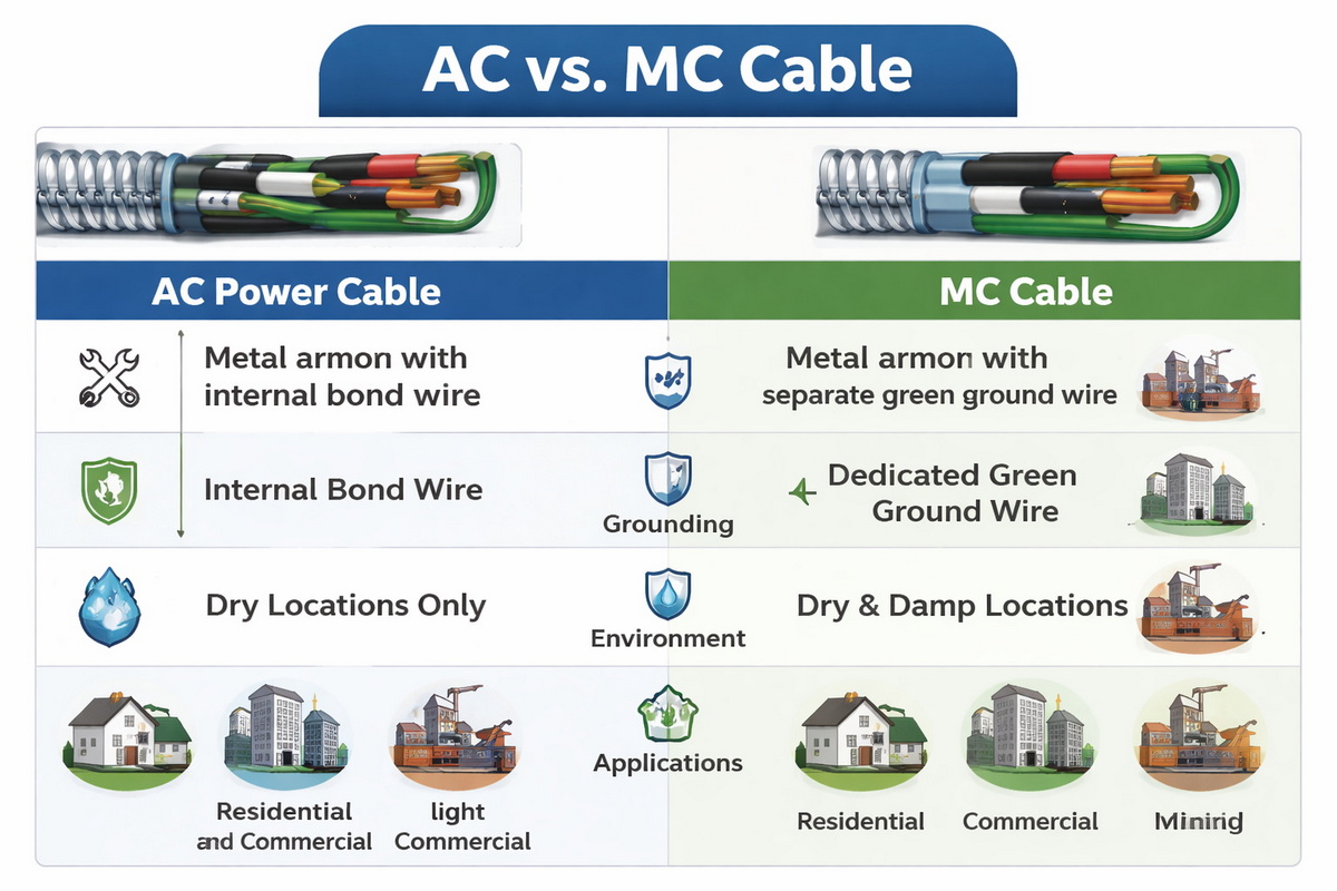 AC And MC Cable Comparison Chart